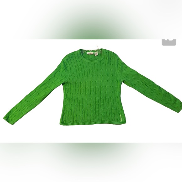 Bright Green Ralph Lauren Cable Knit Sweater Size L - Picture 1 of 3